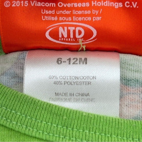 ⭒ 6-12M Nickelodeon Two Ninja Turtles 2015 Green Rompers Pyjamas Striped ⭒ - Picture 5 of 11